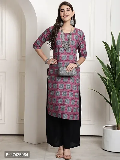 Stylish Multicoloured Crepe Stitched Kurta For Women-thumb0