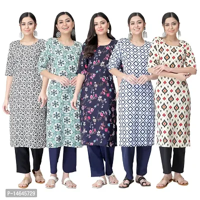 New Crepe Printed Kurtis Combo For Women Pack Of 5