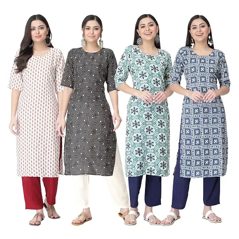 Trendy Crepe Kurta For Women- Combo Of 4