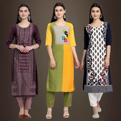 Stylish Fancy Crepe Kurtis Pack Of 3