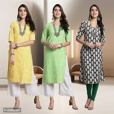 Fancy Rayon Kurtis For Women Pack Of 3-thumb0