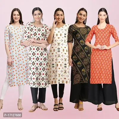 Women Stylish Crepe Printed Straight Kurta-thumb0