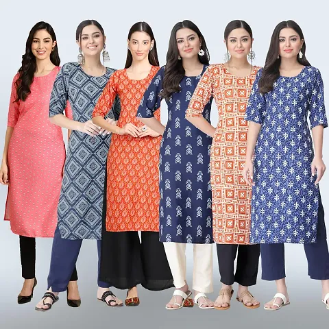 Women Stylish Crepe Straight Kurta Combo