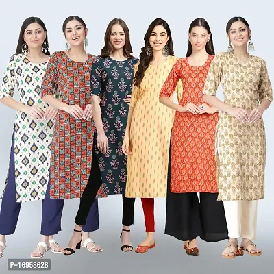 Women Stylish Crepe Printed Straight Kurta Combo-thumb0