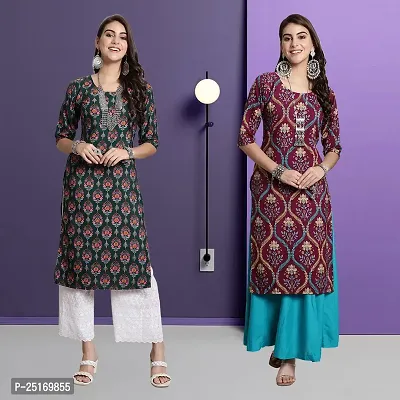 Fancy Crepe Kurtas For Women Pack Of 2-thumb0