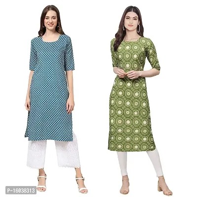 Stylish Digital Printed Women Crepe Kurta- Pack of 2