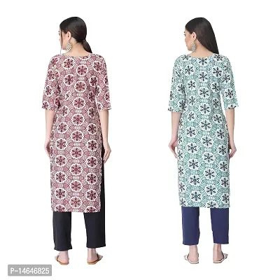 Attarctive Crepe Printed Straight Kurti Combo For Women Pack Of 2-thumb2