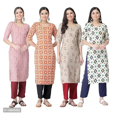 New Crepe Combo Printed Kurtis For Women Pack Of 4