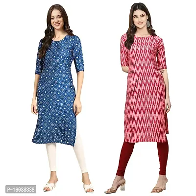 Stylish Digital Printed Women Crepe Kurta- Pack of 2-thumb0