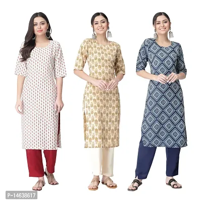 New Crepe Combo Printed Kurtis For Women Pack Of 3