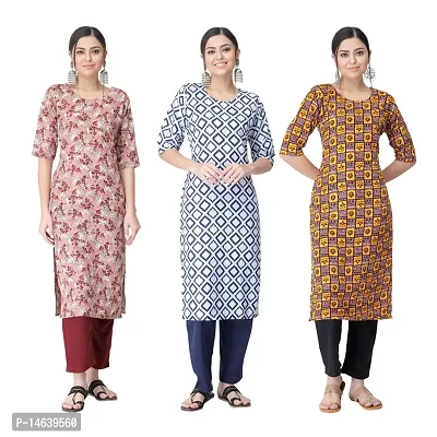 New Crepe Combo Printed Kurtis For Women Pack Of 3