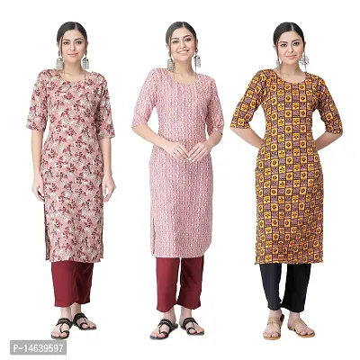 New Crepe Combo Printed Kurtis For Women Pack Of 3