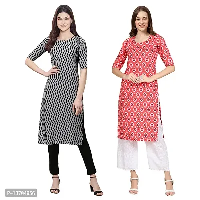 Stylish Crepe Digital Printed Kurta For Women- Pack Of 2