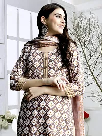 Stylish Cotton Blend Printed Kurta With Pant And Dupatta Set For Women-thumb3