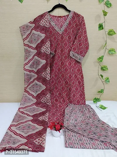 Fancy Cotton Blend Kurta Bottom And Dupatta Set For Women