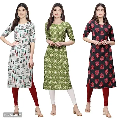 Stylish Multicoloured Crepe Stitched Kurta For Women Pack of 3-thumb0