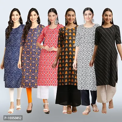 Women Stylish Crepe Printed Straight Kurta Combo