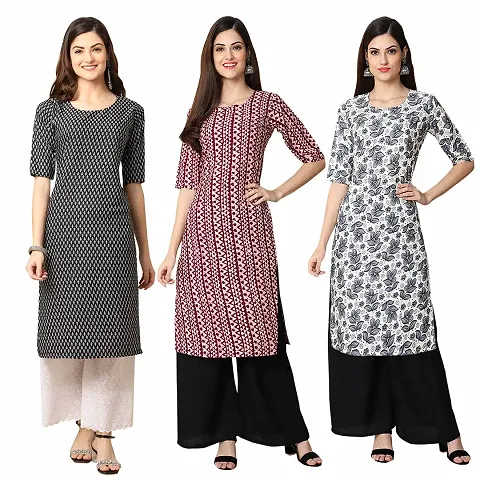 Beautiful Crepe Straight Kurta For Women Pack Of 3