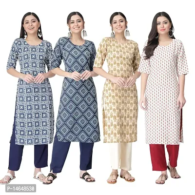 New Crepe Combo Printed Kurtis For Women Pack Of 4