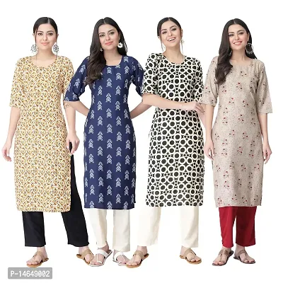 New Crepe Combo Printed Kurtis For Women Pack Of 4-thumb0