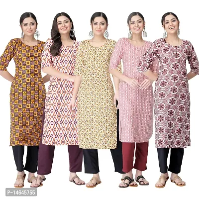 New Crepe Printed Kurtis Combo For Women Pack Of 5-thumb0