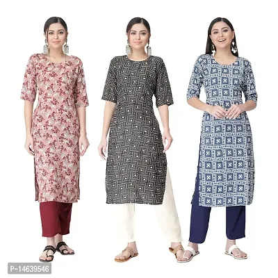 New Crepe Combo Printed Kurtis For Women Pack Of 3