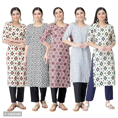 New Crepe Printed Kurtis Combo For Women Pack Of 5