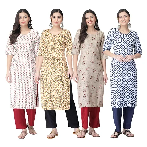 Trendy Crepe Kurta For Women- Combo Of 4