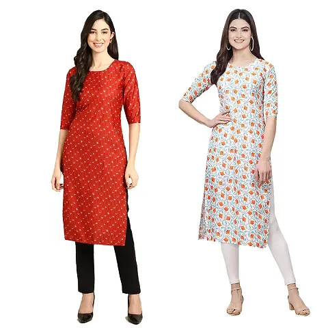 Straight Crepe Kurta Pack Of 2