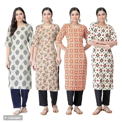 New Crepe Combo Printed Kurtis For Women Pack Of 4-thumb0