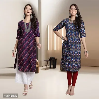 Fancy Rayon Kurtis For Women Pack Of 2-thumb0