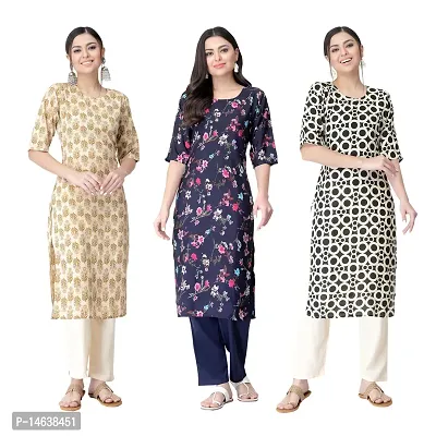 New Crepe Combo Printed Kurtis For Women Pack Of 3