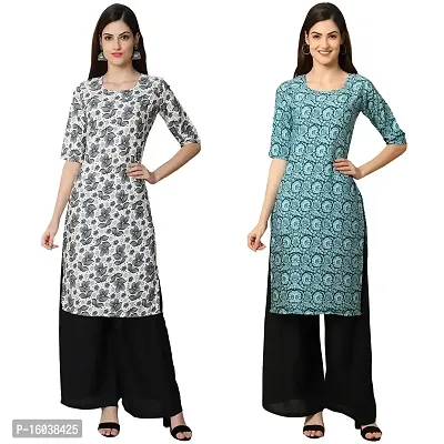 Stylish Digital Printed Women Crepe Kurta- Pack of 2