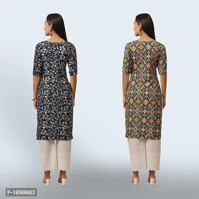 Women Stylish Crepe Ethnic Motif Casual Straight Kurta-thumb2