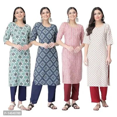 New Crepe Combo Printed Kurtis For Women Pack Of 4