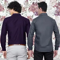 Elegant Cotton Multicoloured Long Sleeves Formal Shirt For Men- Pack Of 2-thumb1