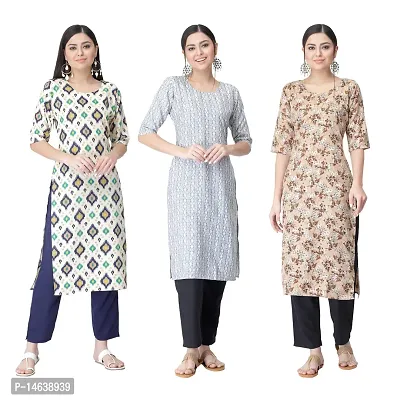 New Crepe Combo Printed Kurtis For Women Pack Of 3