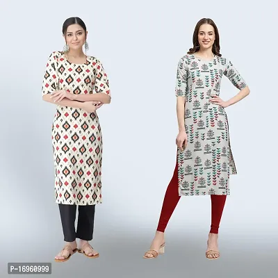 Women Stylish Crepe Ethnic Motif Casual Straight Kurta