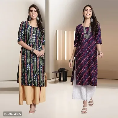 Fancy Rayon Kurtis For Women Pack Of 2-thumb0