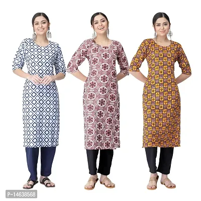 New Crepe Combo Printed Kurtis For Women Pack Of 3