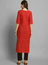 Stylish Red Crepe Printed Straight kurta With Pant Set For Women-thumb2