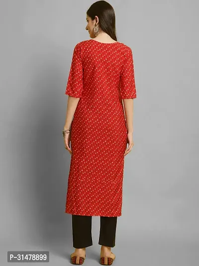 Stylish Red Crepe Printed Straight kurta With Pant Set For Women-thumb3