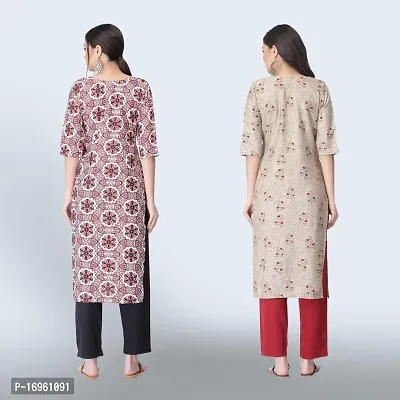 Women Stylish Crepe Ethnic Motif Casual Straight Kurta-thumb2