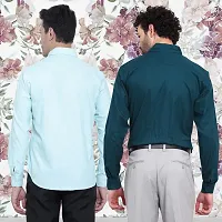 Stylish Cotton Multicoloured Solid Long Sleeves Fornal Shirt For Men Pack Of 2-thumb1