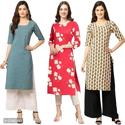 Stylish Multicoloured Crepe Stitched Kurta For Women Pack of 3-thumb0