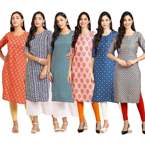 Stylish Crepe Printed Kurti - Pack of 6