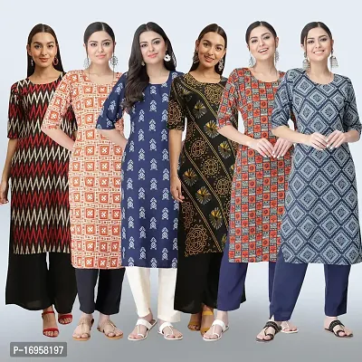 Women Stylish Crepe Printed Straight Kurta Combo