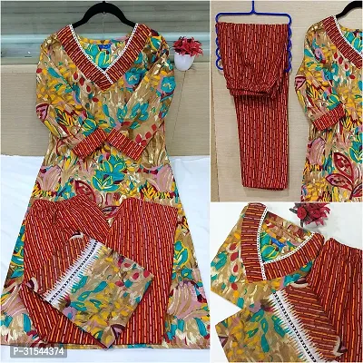 Fancy Cotton Blend Kurta Bottom And Dupatta Set For Women-thumb0