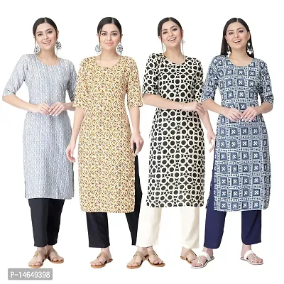 New Crepe Combo Printed Kurtis For Women Pack Of 4-thumb0