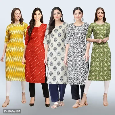 Women Stylish Crepe Printed Staright Kurta-thumb0